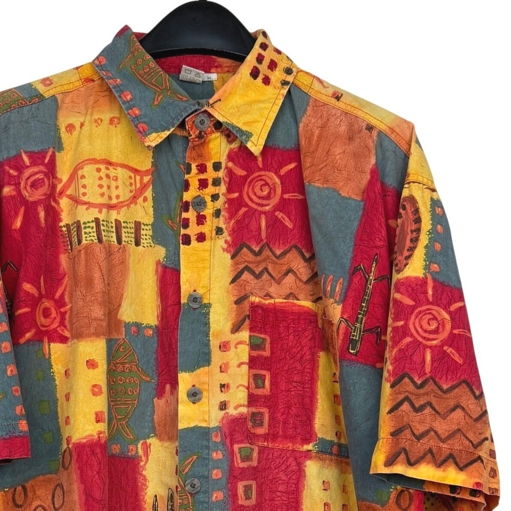 Vintage The Territory Ahead Shirt Mens XL Cotton Southwestern Tribal Patchwork
